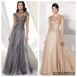 Cameron Blake by Mon Cheri pewter long Gown